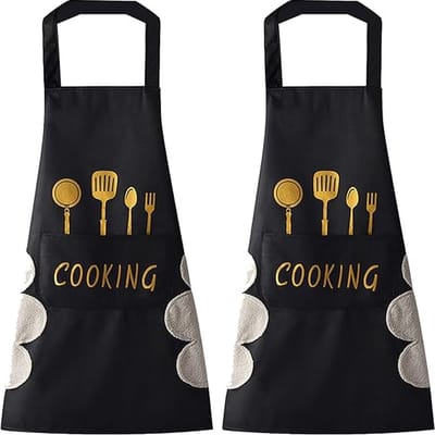 2 stuks - Keukenschort - Professioneel Kookschort - Kookschort - voor Dames en Heren - Schort - Horeca Sloof - Simpel verstelbaar - 65*72cm - zwart - PVC