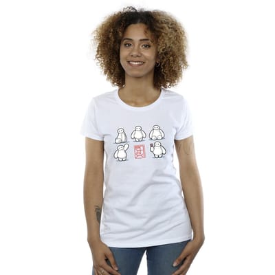 Disney Dames/Dames Big Hero 6 Baymax Veel Poses Katoenen T-Shirt (Wit)