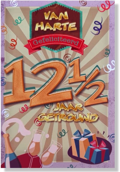 12,5 jaar Getrouwd! Luxe Koperen huwelijk wenskaart 12,5 jarig jubilieum - 12x17cm - Gevouwen kaart inclusief envelop - Huwelijkskaart
