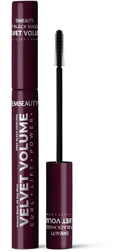 Embeauty Deep Black Mascara - Velvet Volume Mascara - Intense Zwart - Volume- en lengte-effect & Lift - Klontvrije Formule - Dagelijks gebruik - Alle wimpertypes - 12 ml
