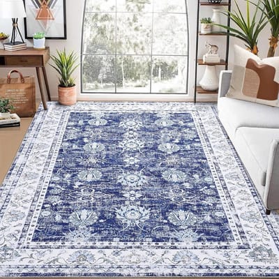 Vintage antislip tapijt, wasbaar en vuilafstotend, voor woonkamer, slaapkamer en eetkamer, 160 x 230 cm