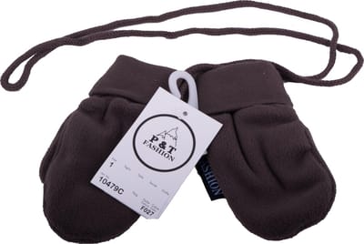 P&T Wanten Baby met Touwtje - Micro Fleece - Donker Bruin - 0-1j