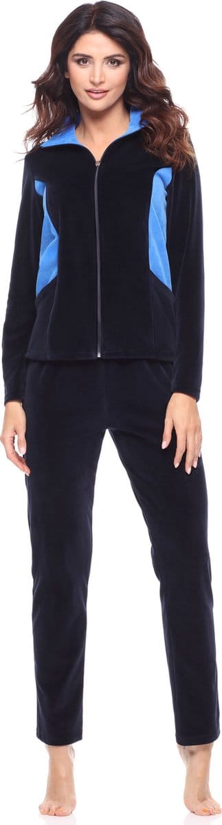 Merry Style – Dames Huispak – Vrijetijdspak – Velours – MS-MG-F-SUIT2 – Marineblau/Blau – XXXL