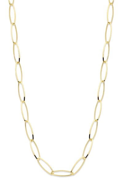 Mori Gold Filté 6,0mm breed collier, Fantasie Veer schakel, goud gevuld 1/20