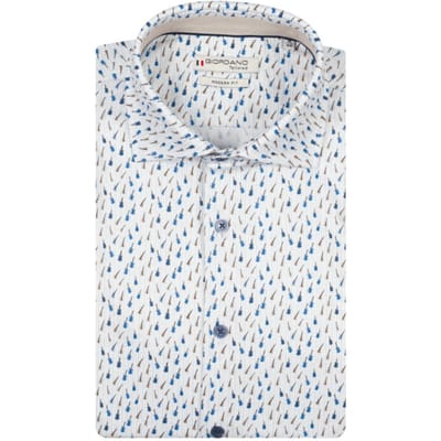 Giordano - Lange mouw overhemd - Heren - L - Blauw - Katoen - 617882