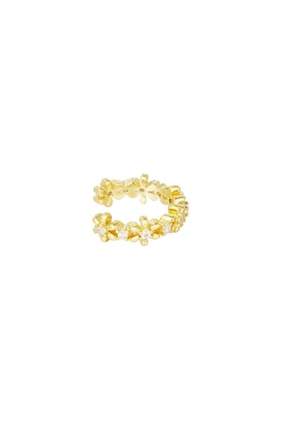 Ear cuff met bloemetjes - Yehwang - Ear cuff - Oorbellen - Dames ear cuff - 1,30 cm - Koper/Zirkonia - Gouden ear cuff - Kerst cadeau - Sinterklaas cadeau - Moederdag - Valentijn
