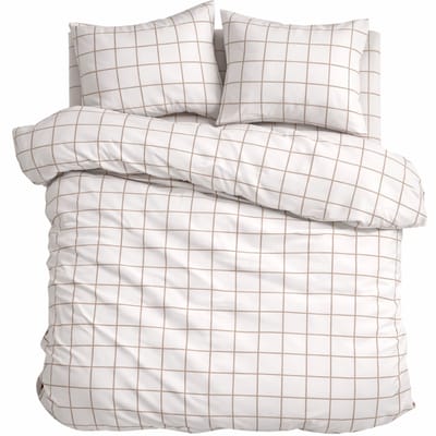 HappyNest - Dekbedovertrek Tweepersoons - 200x220 cm + Met 2 Kussenslopen - 60*70 cm - Wit - Strijkvrij