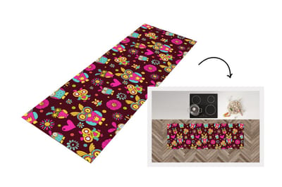 Keukenloper - Loper keuken - Meisjes - Uil - Chocolade - Patronen - 150x50 cm - Keukenloper vinyl