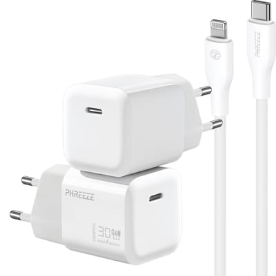 30w usb C adapter GaN set geschikt voor iPhone en iPad met Lightning naar usb C kabel 1 meter