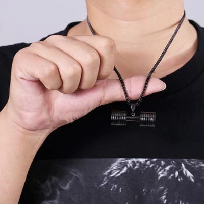 Hot Selling Mode Mannen Halter Fitness Ketting Roestvrij Staal Hanger Halter Europese Mode Sieraden brown