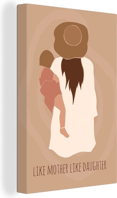 Canvas Schilderij Moeder - Quotes - Like mother like daughter - Dochter - 20x30 cm - Wanddecoratie