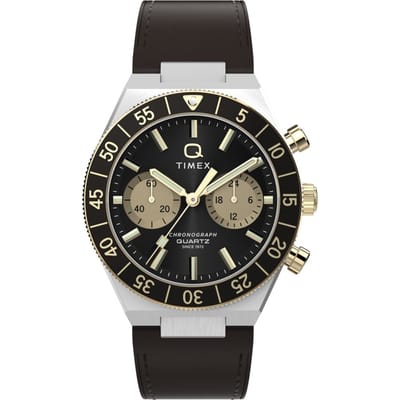 Timex Q Timex Continental TW2Y56000 Horloge - Leer - Bruin - Ø 40 mm
