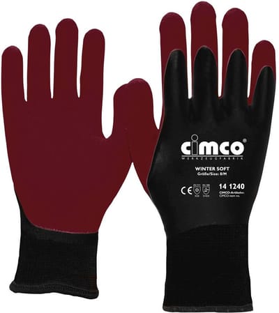 Cimco Winter Soft dunkelrot/schwarz 141241 Werkhandschoen Vinyl Maat (handschoen): 9, L EN 388 1 paar