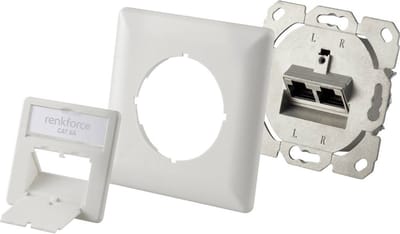 Renkforce Netwerkdoos Inbouw (in muur) Inzet CAT 6A 2 poorten Wit