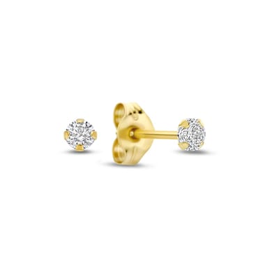 New Bling 9NBG-1068 – Gouden Oorbellen Dames – Oorknopjes met Zirkonia – 14K Goud – 2 mm – Cadeau voor Vrouwen