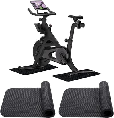 Set van 2 Beschermmatten voor Fietstrainers - Antislip en Omkeerbaar voor Thuisfitness en Sportactiviteiten op Harde Vloeren