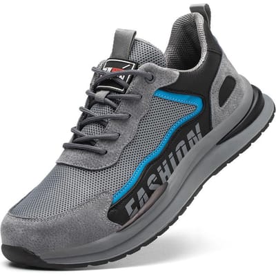 Chaussures de travail pour hommes, Chaussures de sécurité à embout en acier à semelle souple résistantes aux chocs et aux perforations, Chaussures de travail légères et antidérapantes 37 black