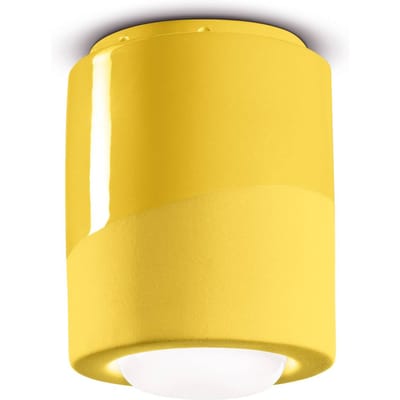 Ferroluce Plafondlamp PI, cilindervormig, Ø 12,5 cm geel