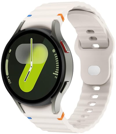 Siliconen wave bandje - geschikt voor Samsung Galaxy Watch 7 (40 & 44mm) / Watch 6 (Classic) / Watch 5 (Pro) / Watch 4 (Classic) / Watch FE - druksluiting - beige