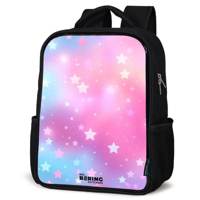 NoBoringSuitcases.com® - Rugzak zwart meisjes - Schooltas meisje - NoBoringSuitcases.com® - Rugzak zwart - Schooltas jongen & meisje - Sterren - Roze - Blauw - Rugtas voor school - Boekentas kind - Schoolrugzak - Kinderrugzak
