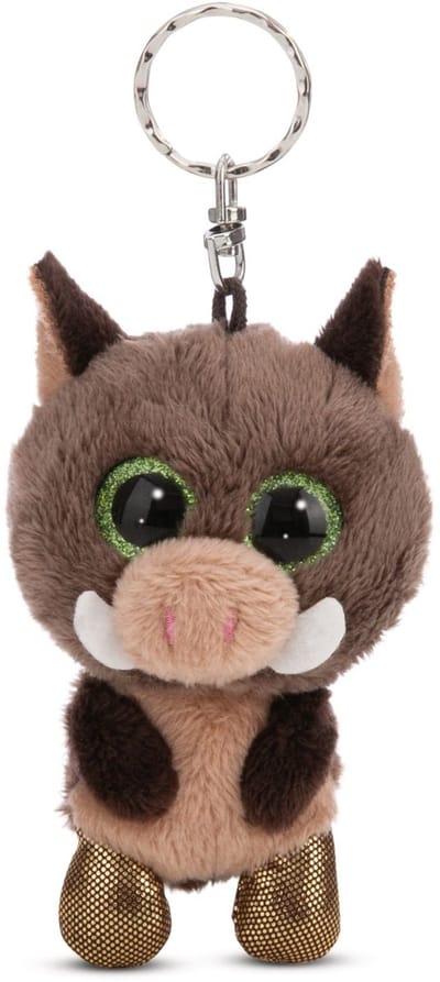 NICI Sleutelhanger GLUBSCHIS Wild Zwijn Truffel Fluffle 9cm bruin - Pluche knuffelhanger met sleutelhanger voor lanyard, sleutelhanger en sleutelhanger