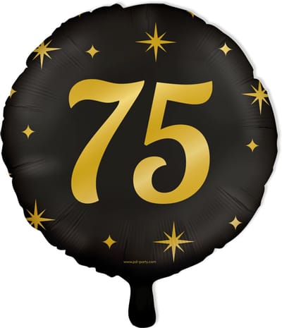 BTH - Folieballon 75 Jaar - Zwart-Goud - Verjaardag Versiering - Helium - Versiering - Verjaardag - Helium Ballonnen