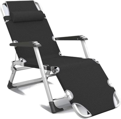 Campingstoel Ligstoel - Opvouwbare Fauteuil - Buiten Ontspannen - Zwaartekrachtloos Comfort - 178x66x28cm - Zwart