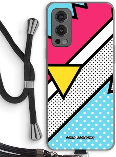 Case Company® - Hoesje met koord geschikt voor OnePlus Nord 2 5G hoesje met Koord - Pop Art #3 - Telefoonhoesje met Zwart Koord - Bescherming aan alle Kanten en Over de Schermrand