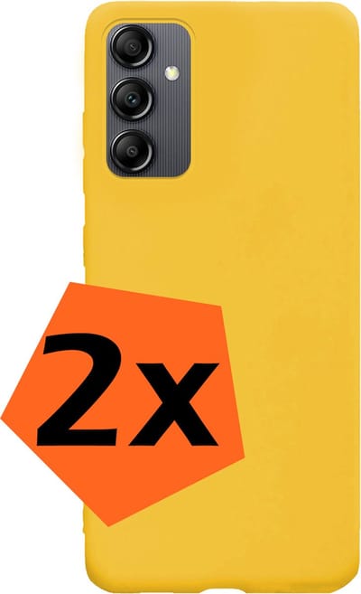 Hoes - 2 Stuks - Geschikt voor Samsung Galaxy A14 - Sterk & Shockproof - Case Siliconen - Back Cover - Telefoon Hoes - Geel