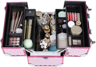 SONGMICS - Make Up Koffer - Meerdere Lagen - Met Diamantpatroon - Voor Make-up Organisatie