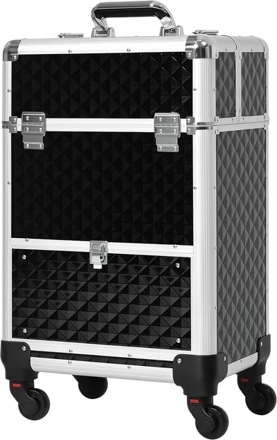 HOMCOM-Make-up treinkoffer - aluminium - 34x25x62cm - zwart