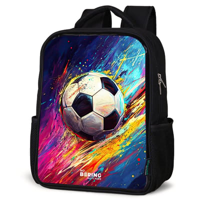 NoBoringSuitcases.com® - Rugzak zwart jongens - Schooltas jongen - NoBoringSuitcases.com® - Rugzak zwart - Schooltas jongen & meisje - Neon - Voetbal - Kleurrijk - Rugtas voor school - Boekentas kind - Schoolrugzak - Kinderrugzak