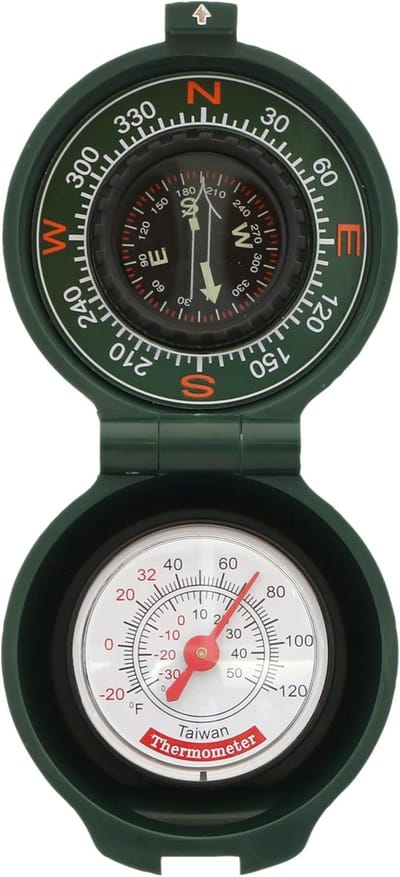 Kompas met thermometer - 2-in-1 buitengereedschap