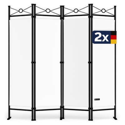Kamerscherm Lucca set van 2 wit 180 x 163 cm