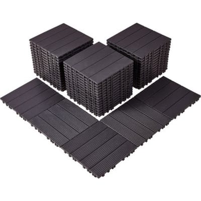 VEVOR Terrastegels, Set van 54, Balkontegels 295x295 mm, Kliktegels, Kunststof Vloerbedekking voor Buiten, Terrasvloer voor Veranda, Zwembad, Balkon, Achtertuin, Donkerbruin
