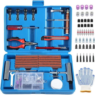 Bandenreparatieset - Lekke band reparatie - Bandenservice - Heavy-duty 117-delig - Universeel - Blauw
