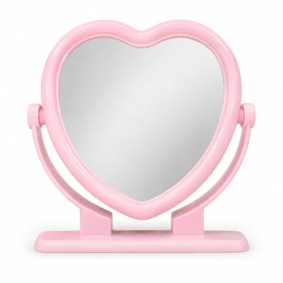 Spiegel HEARTY - Roze Kinder spiegel - Kunststof - 15 cm - My first mirror - Kinder Spiegel Hartvorm – Make-up Spiegel – Schattige Tafels Spiegel voor Meisjes