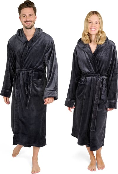 Blumtal Badjas Unisex - Dames en Heren Badjas - Fleece Badjas met Capuchon - met Zakken - Antraciet - Maat S