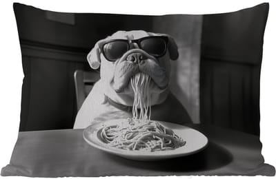 Buitenkussens - Tuin - Hond - Bulldog - Pasta - Bril - Stoer - Dieren - 50x30 cm