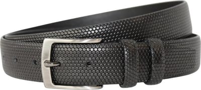 Luxe Italiaanse Heren Riem - Zwart - Honinggraat print - Riemmaat 115 - Leren Riem - Pak riem heren zwart - Nette Ceintuur
