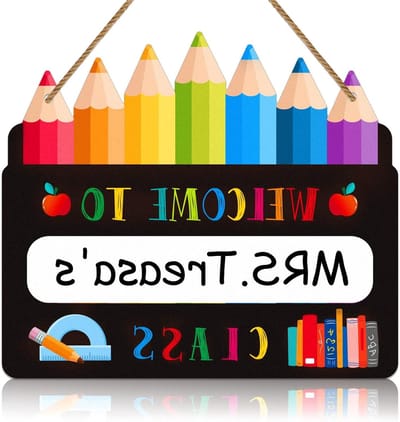 Klaslokaal Deurbord - Welkom Hanger - Klas Decoratie - Duurzaam PVC Materiaal - 33 cm Breed - Groen
