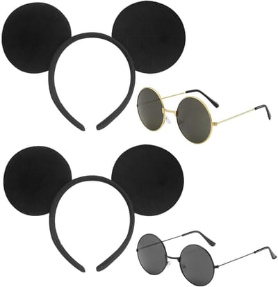 Dailygoods- Muis Kostuum Set - 2x Oor Hoofdband - 2x Zwarte Ronde