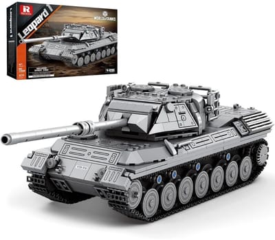 Reobrix 77038 Leopard Tank bouwset | World of Tanks Edition | WW2 Army auto constructie modelbouw | Educatief militair & leger speelgoed bouwpakketten voor kinderen & volwassenen | Schaal 1:26 | Geschikt voor Lego | 1273 bouwstenen