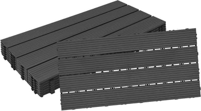 WPC Terrasplanken - Balkontegels Vloerbedekking - Buiten Vloeren - Kliksysteem Weerbestendig - 30 x 60 cm 30 stuks - Antraciet
