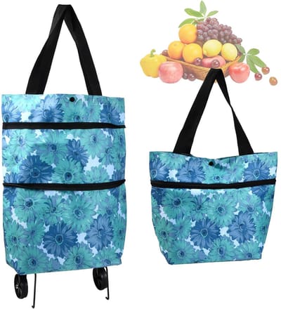 Dailygoods- Boodschappentrolley 2-in-1 - Inklapbare Winkelwagen - Wagentje met Wieltjes - Maximale Belasting 20 kg - Duurzaam Oxford-Weefsel - Geschikt voor Winkelen en Reizen