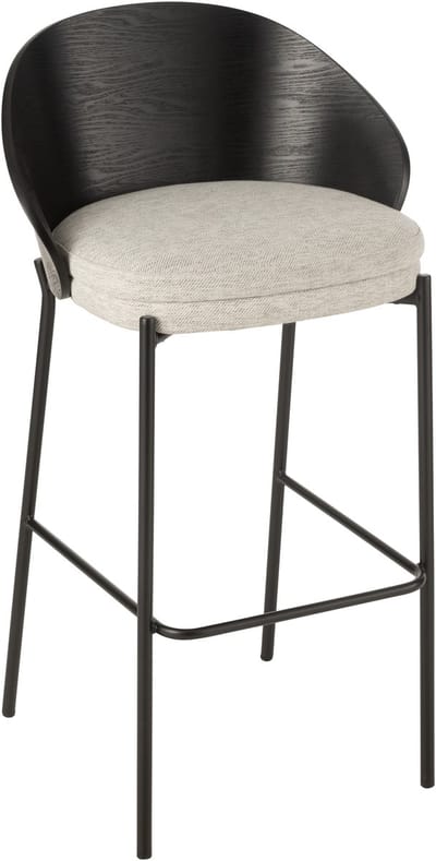 J-Line barstoel Lone - multiplex/metaal - zwart/grijs