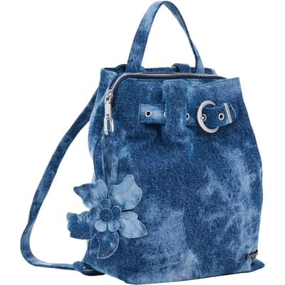 Desigual handtas schoudertas Jackdenim Globe Hand Bag Denim Raw blauw
