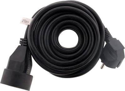 Verlengkabel zwart 16 A 2P+T HO5VV-F 3G15 mm² 10 m - extra lang