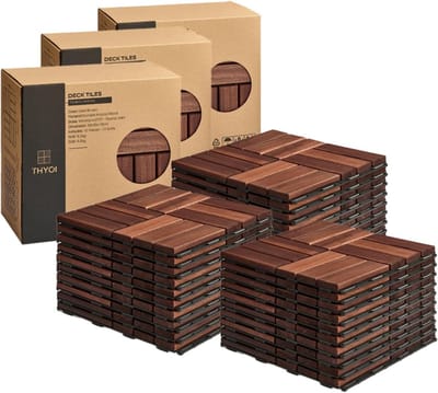 Houten Vloertegels - Acacia Hout - Binnen en Buiten - Waterdicht Weerbestendig - 30 Stuks 10 m² - Donkerbruin