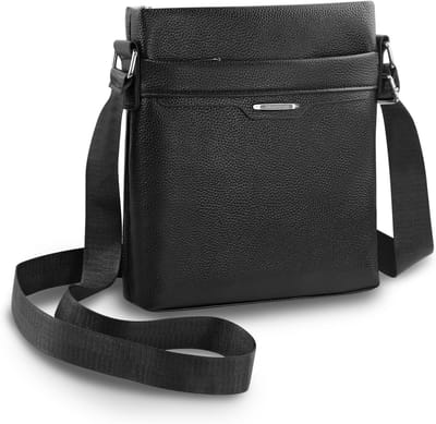 Sling Bag voor Mannen, Schoudertas met 4 Compartimenten, Waterdichte Crossbody Tas van Zacht PU Leer met Verstelbare Schouderriem en Zakelijke Stijl